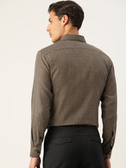 Indian Needle Men's Cotton Checked Formal Shirts - SF_804Black_S