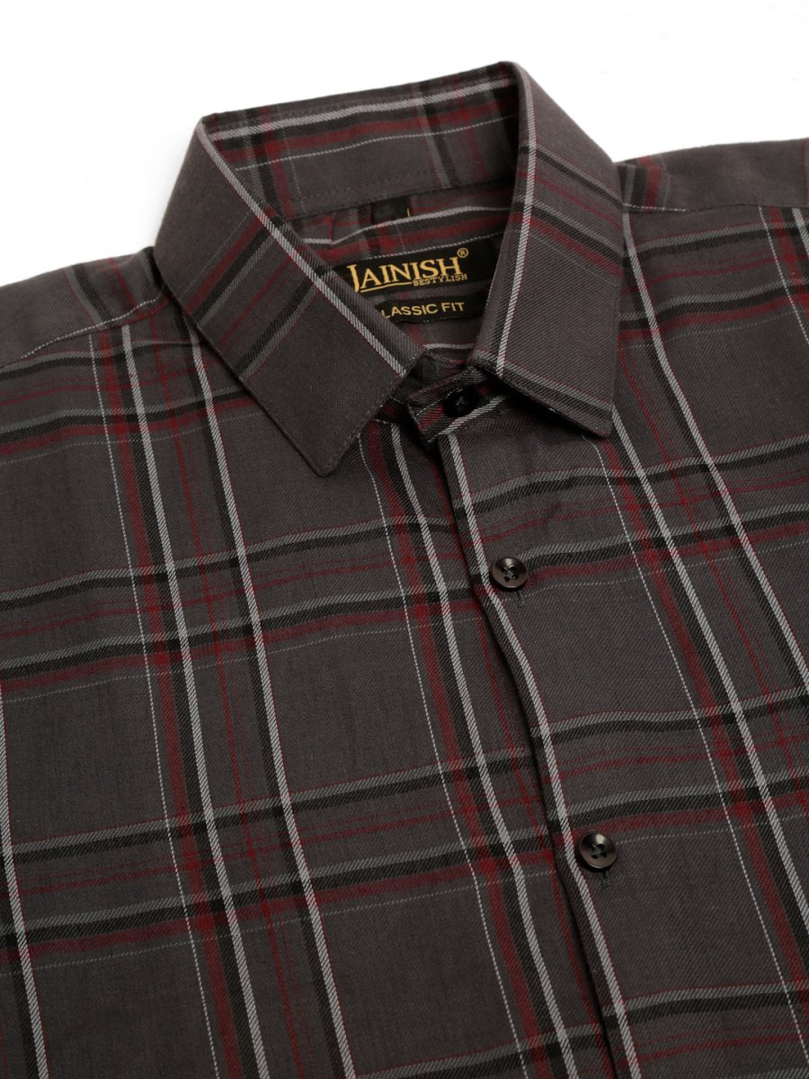 Indian Needle Men's Cotton Checked Formal Shirts - SF_836Brown_S