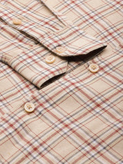 Indian Needle Men's Cotton Checked Formal Shirts - SF_791Brown_S
