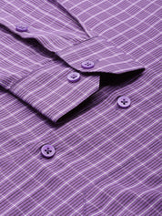 Indian Needle Men's Cotton Checked Formal Shirts - SF_800Voilet_S