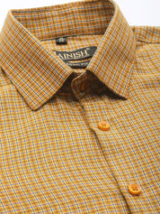 Indian Needle Men's Cotton Checked Formal Shirts - SF_804Mustard_S