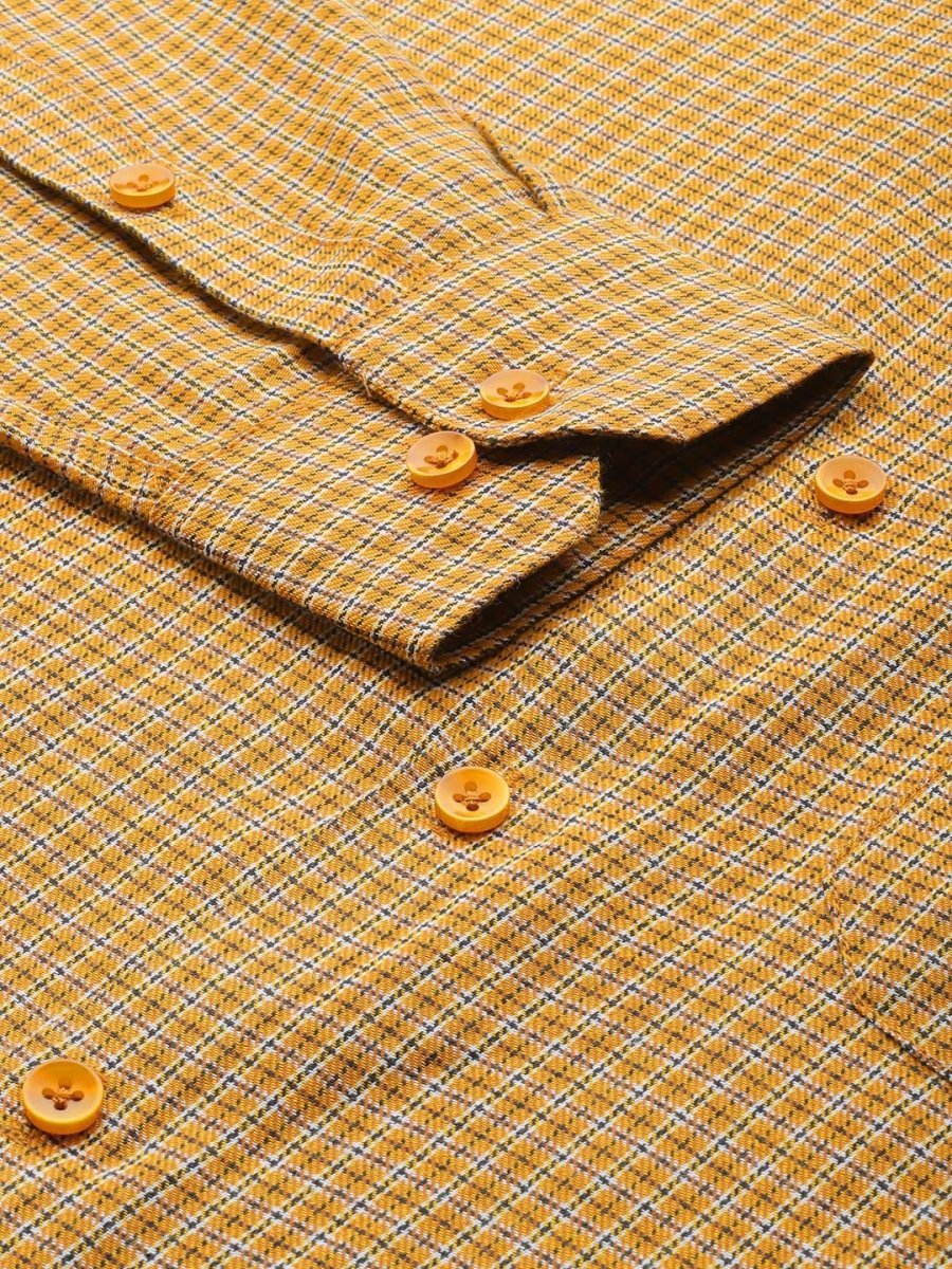 Indian Needle Men's Cotton Checked Formal Shirts - SF_804Mustard_S