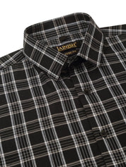 Indian Needle Men's Cotton Checked Half Sleeve Formal Shirts - SF_808Black_S