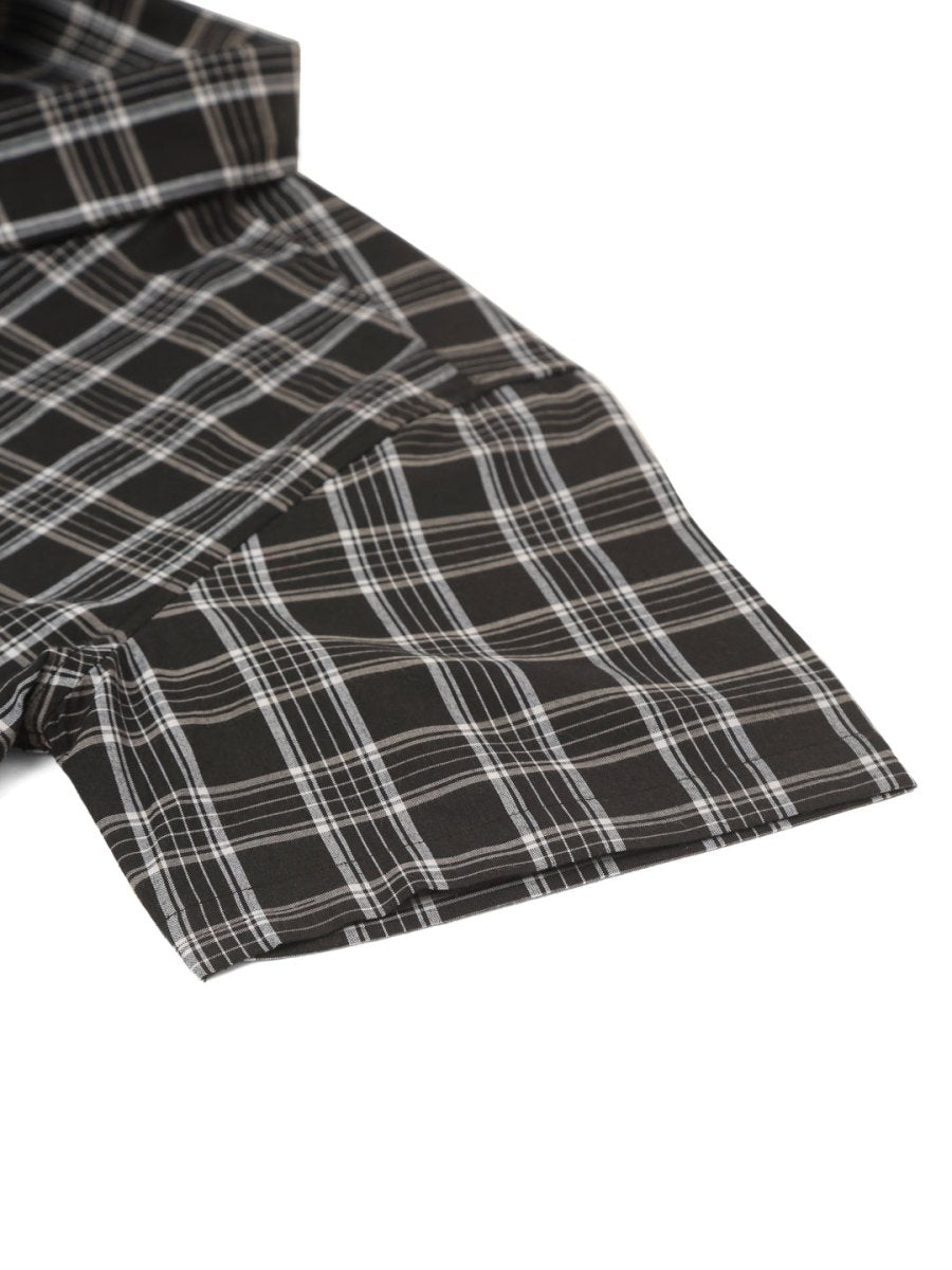 Indian Needle Men's Cotton Checked Half Sleeve Formal Shirts - SF_808Black_S