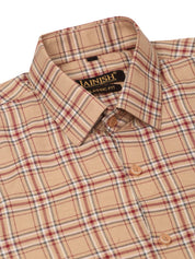 Indian Needle Men's Cotton Checked Half Sleeve Formal Shirts - SF_815Brown_S
