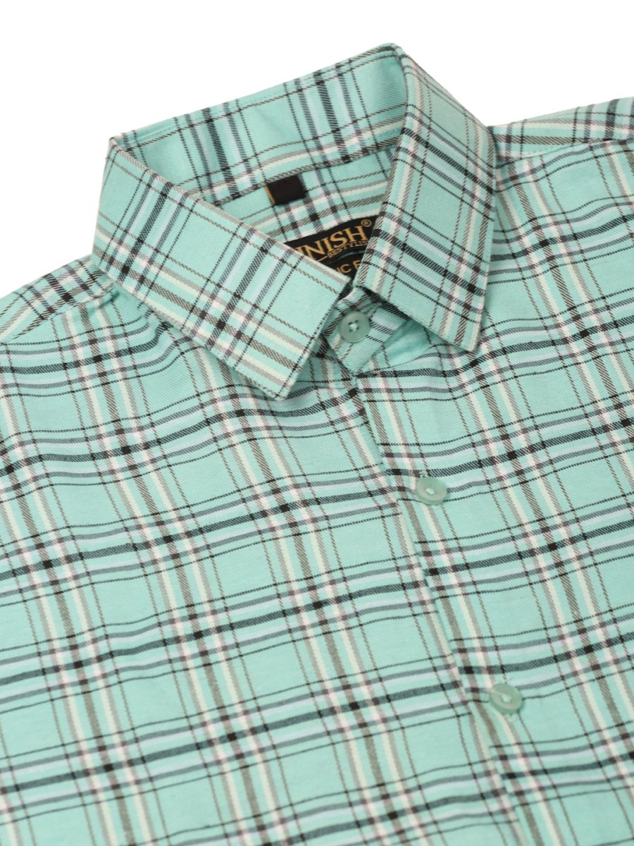 Indian Needle Men's Cotton Checked Half Sleeve Formal Shirts - SF_815Green_S