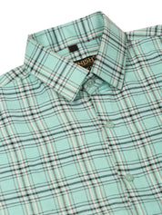 Indian Needle Men's Cotton Checked Half Sleeve Formal Shirts - SF_815Green_S