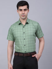 Indian Needle Men's Cotton Half Sleeve Checked Formal Shirts - SF_840Pista_S