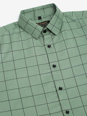 Indian Needle Men's Cotton Half Sleeve Checked Formal Shirts - SF_840Pista_S