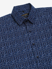 Indian Needle Men's Cotton Half Sleeve Printed Formal Shirts - SF_842Navy_S