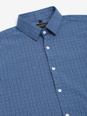 Indian Needle Men's Cotton Half Sleeve Printed Formal Shirts - SF_842Blue_S