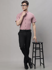 Indian Needle Men's Cotton Half Sleeves Solid Formal Shirts - SF_754Magenta_S
