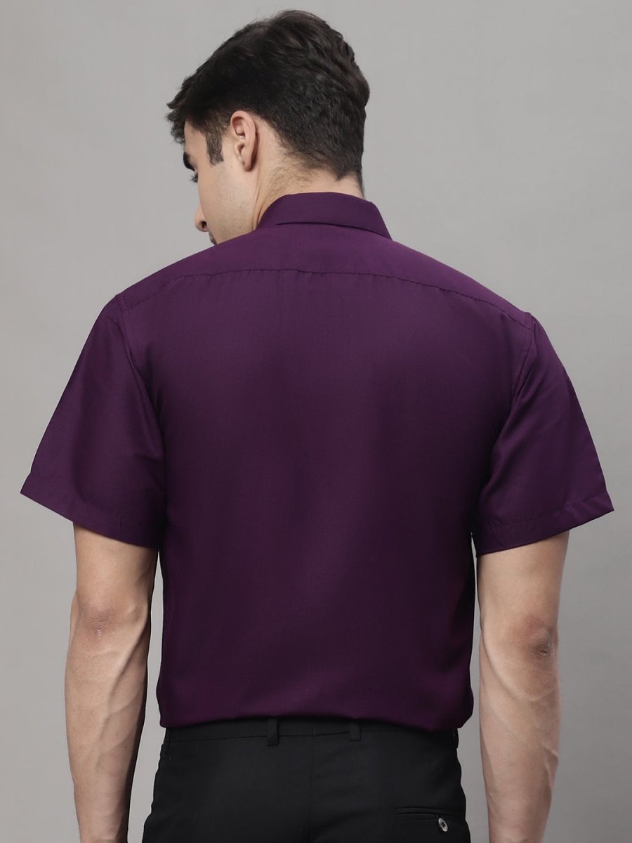 Indian Needle Men's Cotton Half Sleeves Solid Formal Shirts - SF_754Wine_S