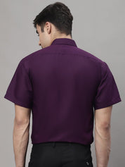 Indian Needle Men's Cotton Half Sleeves Solid Formal Shirts - SF_754Wine_S