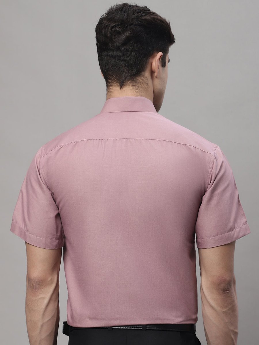 Indian Needle Men's Cotton Half Sleeves Solid Formal Shirts - SF_754Magenta_S