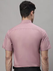 Indian Needle Men's Cotton Half Sleeves Solid Formal Shirts - SF_754Magenta_S