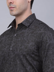 Indian Needle Men's Cotton Lycra Printed Formal Shirts - SF_845Grey_S