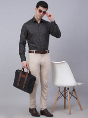 Indian Needle Men's Cotton Lycra Printed Formal Shirts - SF_845Grey_S