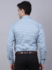 Indian Needle Men's Cotton Lycra Printed Formal Shirts - SF_844Sky_S