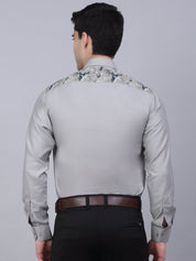 Indian Needle Men's Cotton Lycra Printed Formal Shirts - SF_843Steel-Grey_S