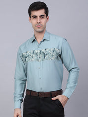 Indian Needle Men's Cotton Lycra Printed Formal Shirts - SF_843Pista_S
