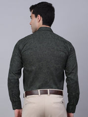 Indian Needle Men's Cotton Lycra Printed Formal Shirts - SF_845Olive_S