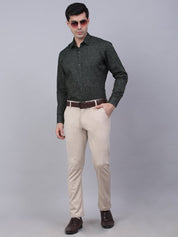 Indian Needle Men's Cotton Lycra Printed Formal Shirts - SF_845Olive_S