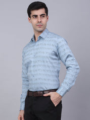 Indian Needle Men's Cotton Lycra Printed Formal Shirts - SF_844Sky_S
