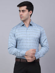 Indian Needle Men's Cotton Lycra Printed Formal Shirts - SF_844Sky_S