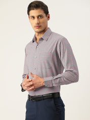 Indian Needle Men's Cotton Micro Checked Formal Shirts - SF_802Grey_S