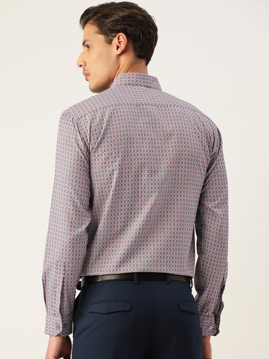 Indian Needle Men's Cotton Micro Checked Formal Shirts - SF_802Grey_S