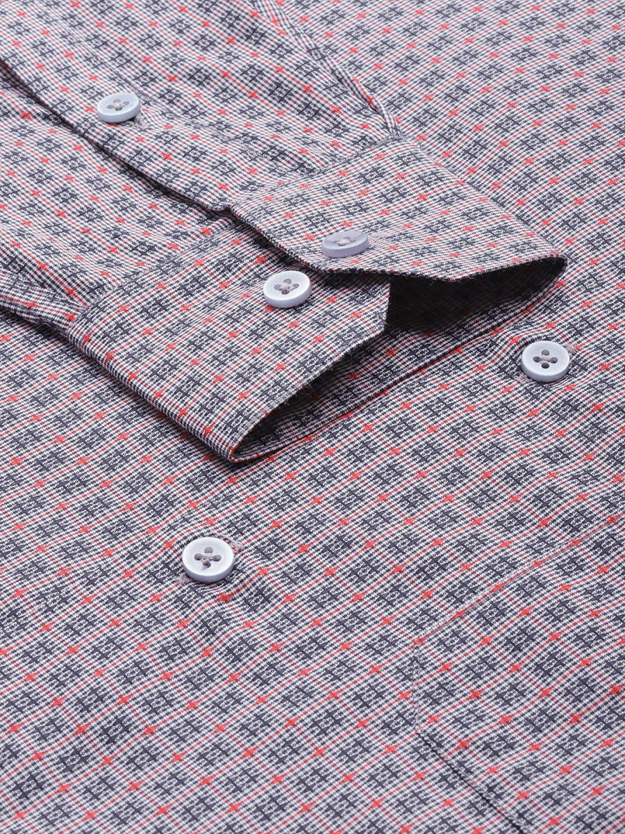Indian Needle Men's Cotton Micro Checked Formal Shirts - SF_802Grey_S