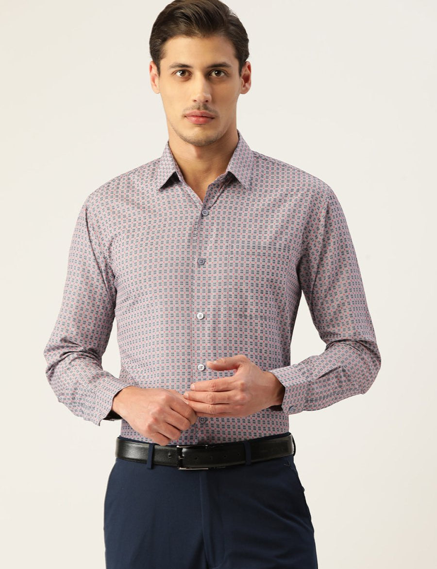 Indian Needle Men's Cotton Micro Checked Formal Shirts - SF_802Grey_S
