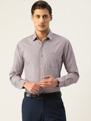Indian Needle Men's Cotton Micro Checked Formal Shirts - SF_802Grey_S