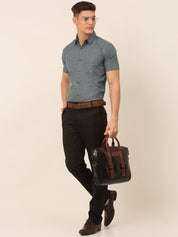 Indian Needle Men's Cotton Printed Formal Shirts - SF_823Grey_S