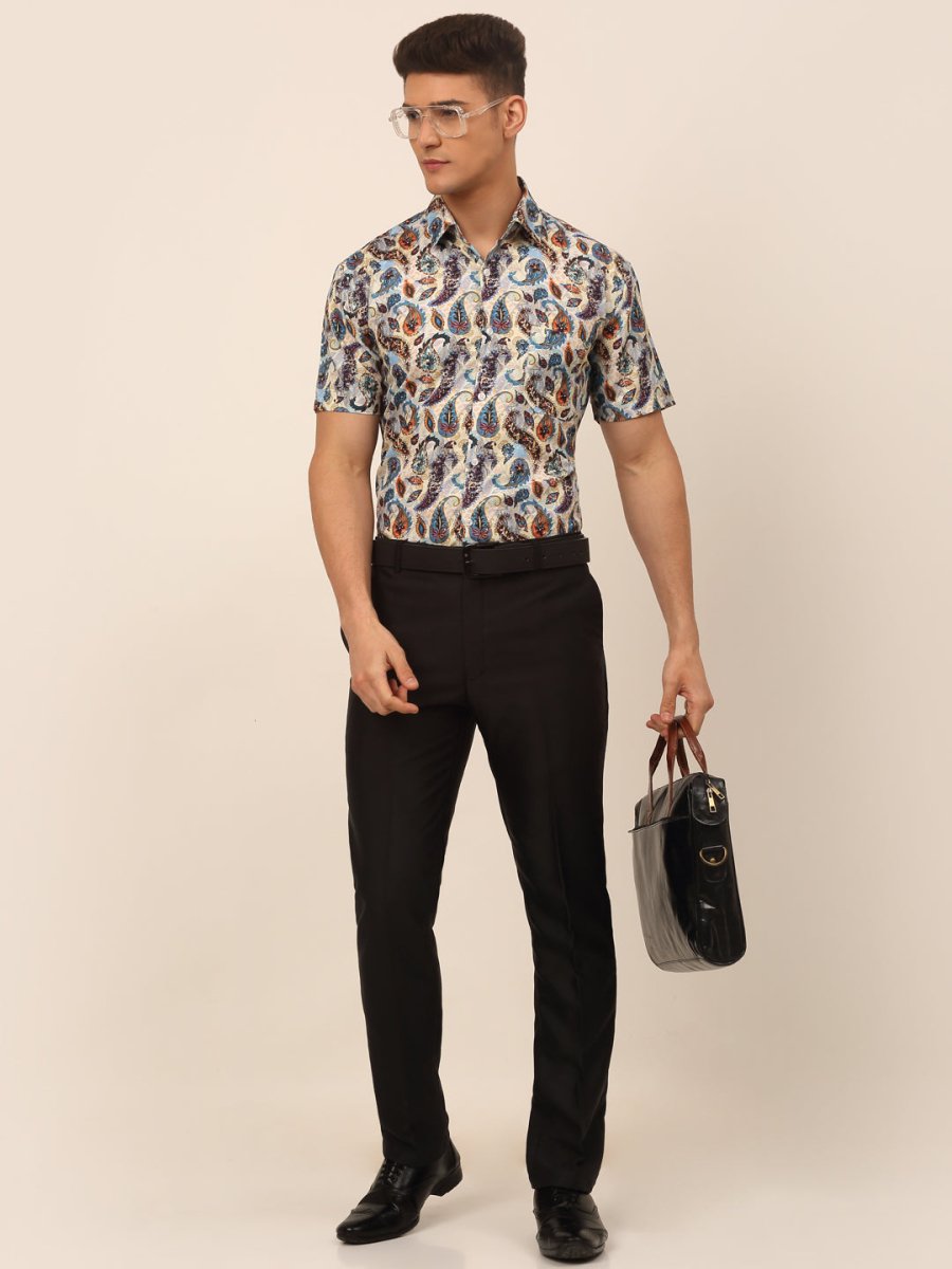 Indian Needle Men's Cotton Printed Formal Shirts - SF_828Multi_S