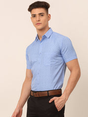 Indian Needle Men's Cotton Printed Formal Shirts - SF_823Light-Blue_S