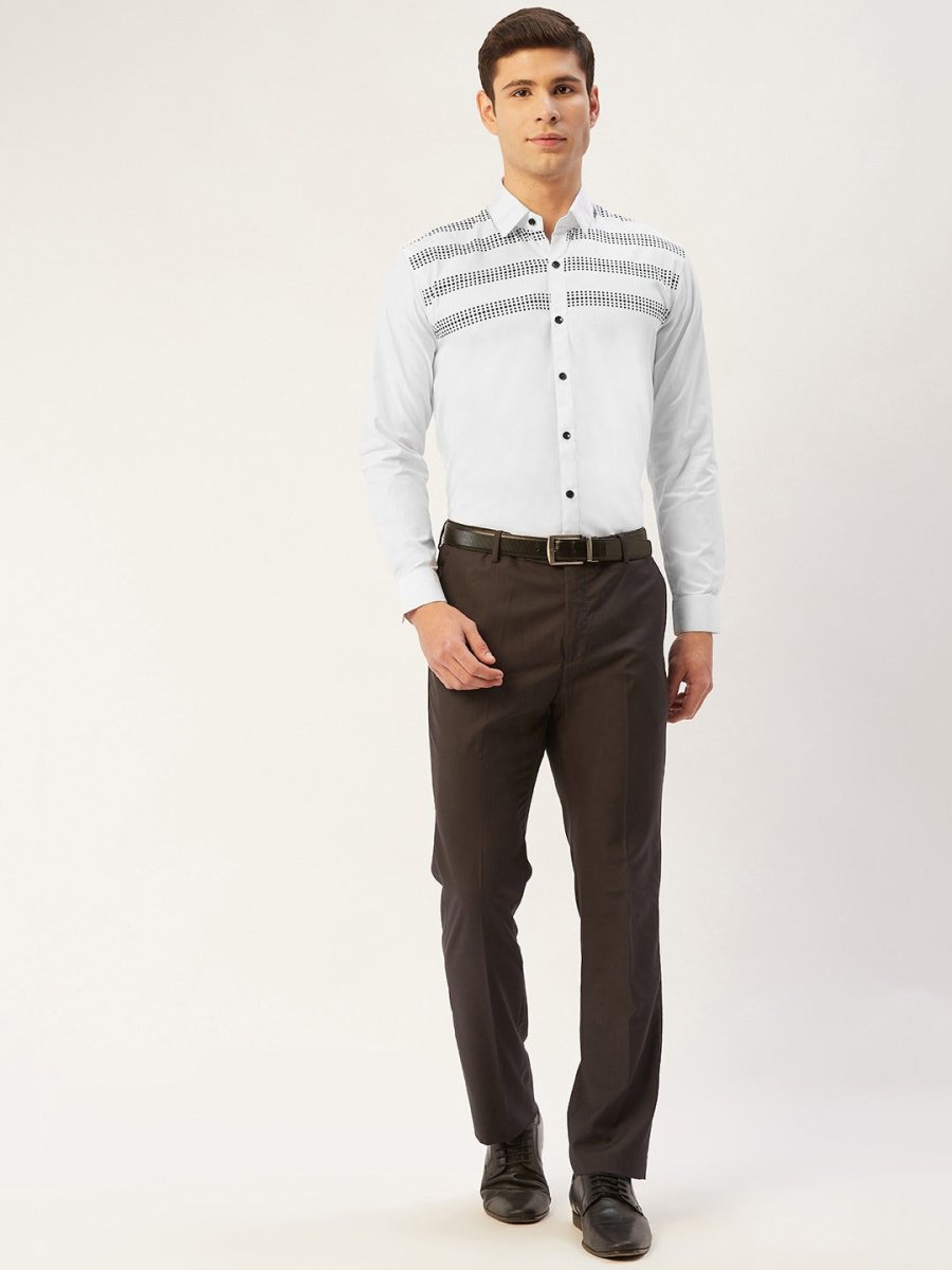 Indian Needle Men's Cotton Printed Formal Shirts - SF_805White_S