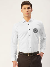 Indian Needle Men's Cotton Printed Formal Shirts - SF_807White_S