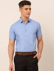 Indian Needle Men's Cotton Printed Formal Shirts - SF_823Light-Blue_S