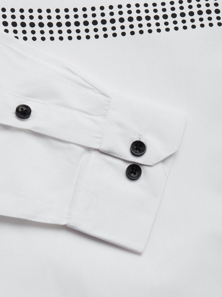 Indian Needle Men's Cotton Printed Formal Shirts - SF_805White_S