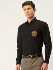 Indian Needle Men's Cotton Printed Formal Shirts - SF_807Black_S