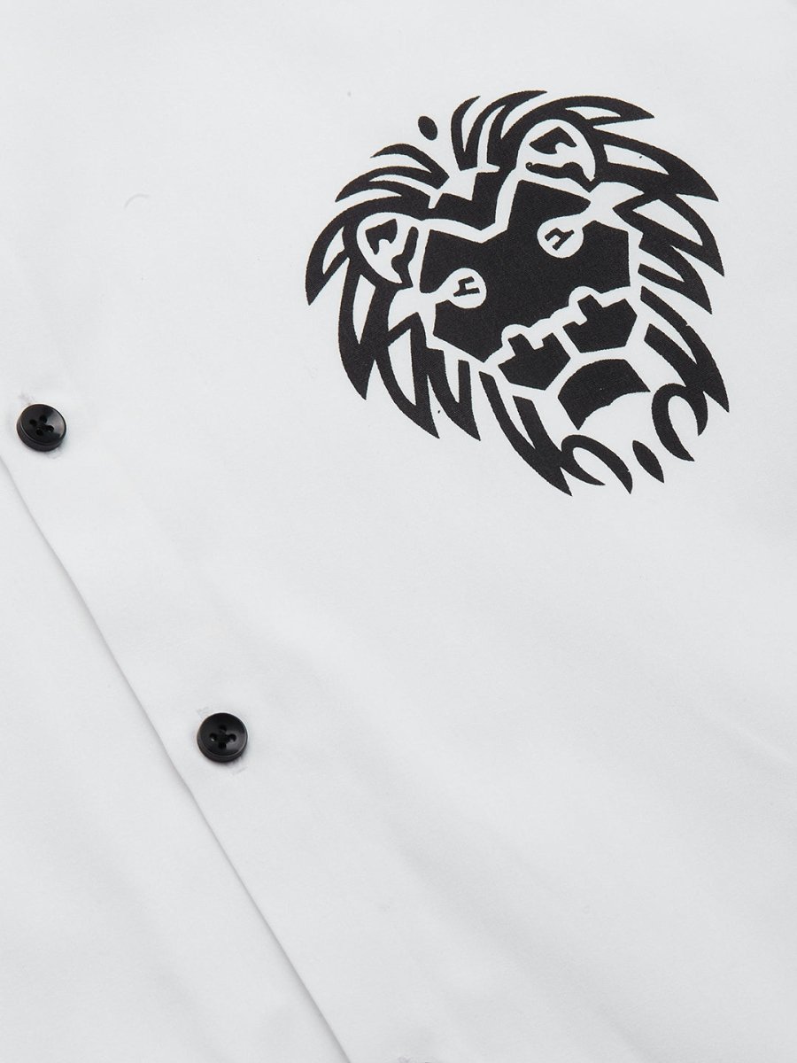 Indian Needle Men's Cotton Printed Formal Shirts - SF_806White_S
