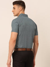 Indian Needle Men's Cotton Printed Formal Shirts - SF_823Grey_S