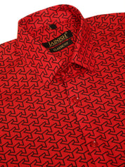 Indian Needle Men's Cotton Printed Formal Shirts - SF_821Red_S