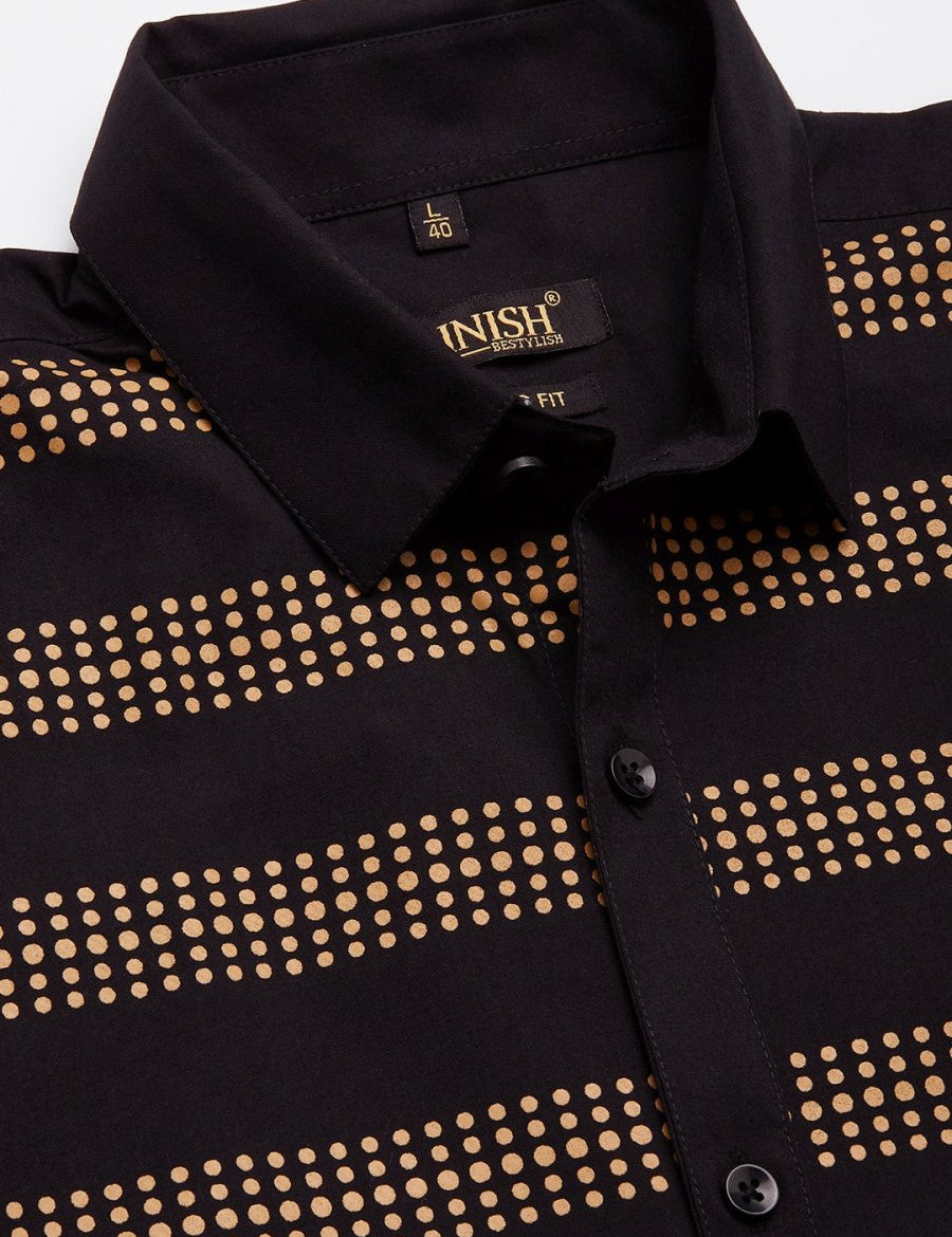 Indian Needle Men's Cotton Printed Formal Shirts - SF_805Black_S