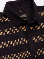Indian Needle Men's Cotton Printed Formal Shirts - SF_805Black_S