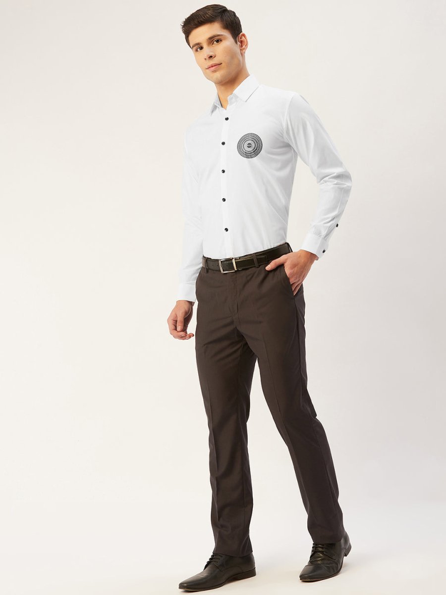 Indian Needle Men's Cotton Printed Formal Shirts - SF_807White_S