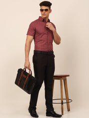 Indian Needle Men's Cotton Printed Formal Shirts - SF_823Maroon_S
