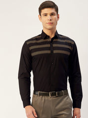 Indian Needle Men's Cotton Printed Formal Shirts - SF_805Black_S